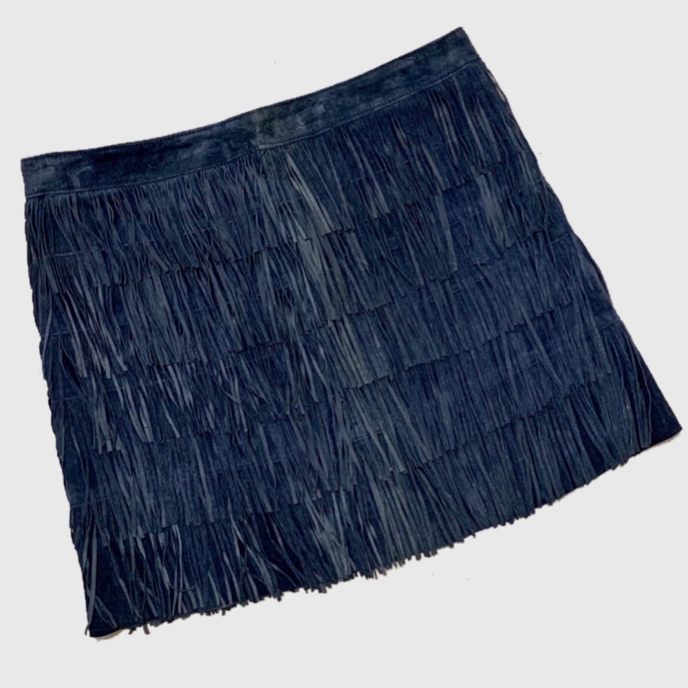 Michael Kors Leather Fringe Mini Skirt sz 4